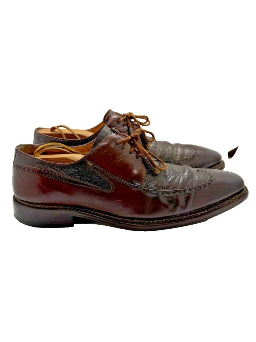 Mezlan 22595 Tasca Brown Leather Wingtip Oxford Dress Shoes Men's 11M Split Toe